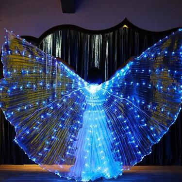 Imagem de Ragyzity LED Isis Wings Glow Light Up Belly Dance Costumes with Sticks, Led Butterfly Wings,Led Glow Angel Wings, Ideal for Carnival,Stage,Halloween Christmas Party (Adult Blue)