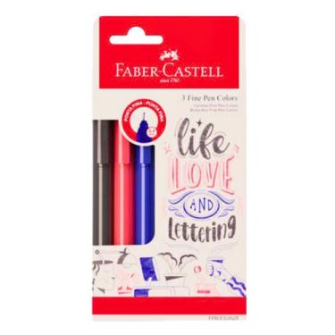 Imagem de Caneta Fine Pen Colors 0.4mm Ponta Fina Estojo 3 Cores Faber Castell -