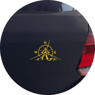 Imagem de Adesivo de Carro Rosa Dos Ventos Escalada na Montanha - Cor Amarelo - 