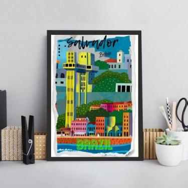 Imagem de Quadro Poster Cidade De Salvador 24x18cm - Quadros On-line, Madeira pr