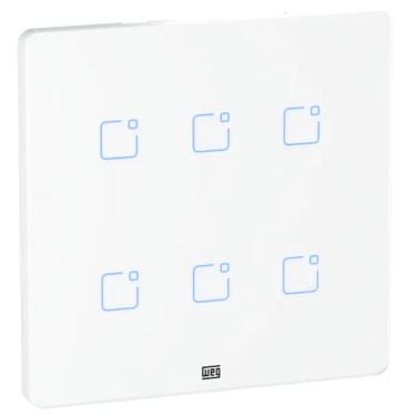 Imagem de Interruptor Touch Inteligente 6 Botoes WI-FI 10A + RF com Placa 4X4 WEG Home Branco