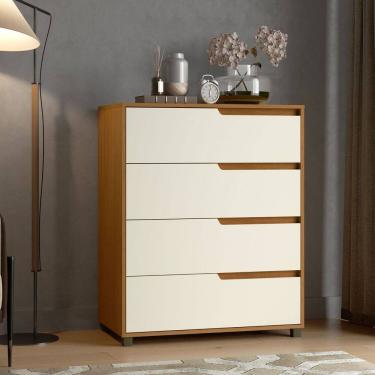 Imagem de Cômoda em Mdf com 4 Gavetas 80cm X 104cm X 45cm Monet Marrom / Champanhe