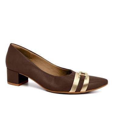 Imagem de Scarpin usaflex salto bloco ref mm0502 feminino, 36, Chocolate