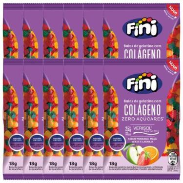Imagem de Bala Gelatina Fini Zero Açúcar Colágeno contendo 12 pacotes de 18g cad