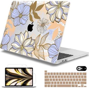 Imagem de Mektron Capa para MacBook Pro de 13 polegadas, versão 2022, 2021, 2020, A2338, M2, M1, A2289, A2251, capa rígida de plástico impresso, para MacBook Pro de 13,3 polegadas, Touch ID, floral abstrato