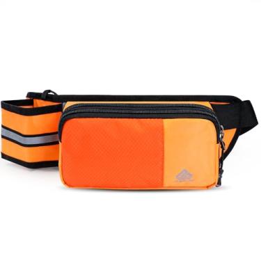 Imagem de Pochete para mulheres e homens com suporte para garrafa de água, bolsa de cintura para caminhadas, viagens, corrida, caminhada com cães, treino, ciclismo, Laranja, Esportivo