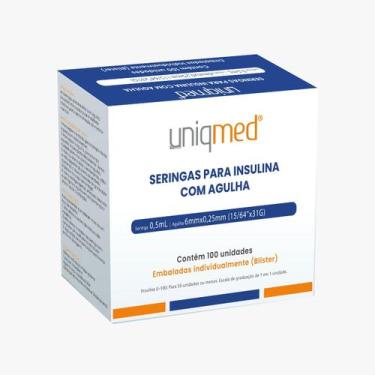 Imagem de Seringa Insulina 0,5Ml 6X0,25Mm Uniqmed Caixa Com 100 Un, 05MLX6X0,25M