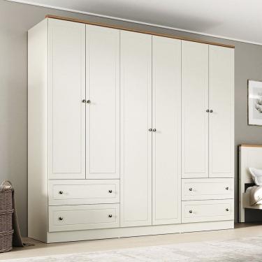 Imagem de Guarda-roupa Casal 6 Portas 4 Gavetas Ananda Cabecasa Madeiramadeira OFFWHITE