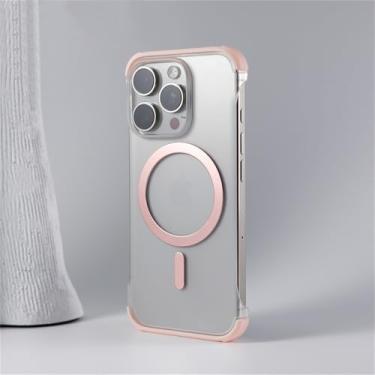 Imagem de VFDHN Capa ultrafina sem bordas magnética sem fio com carregamento fosco para iPhone 16 Plus 12 13 14 15 Pro Max, capa fina sem moldura, WB CX rosa, para iPhone 12 Pro