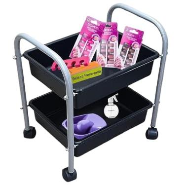 Imagem de Carrinho Porta Esmalte Auxiliar Manicure 2 Bandejas