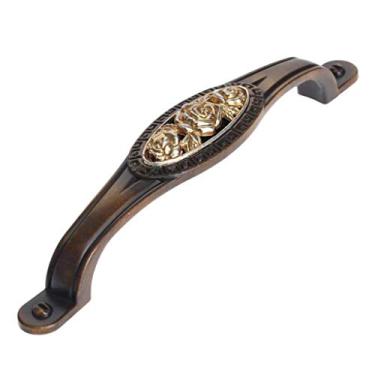 Imagem de Puxador de porta de liga retrô gaveta de armário guarda-roupa puxador de armário móveis alça decorativa orifício único/96 mm/128 mm (128 mm)