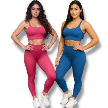 Imagem de Kit c/ 2 CALÇAS LEG Legging BASICA Cintura Alta Fitness Treino Casual 