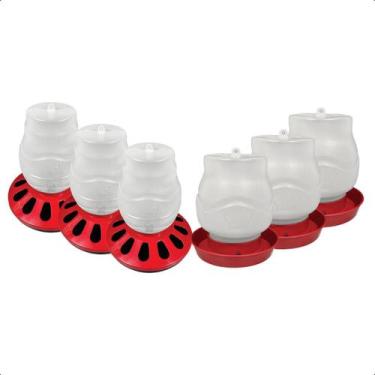 Imagem de Kit 3 Comedouro 5L Aves 12 furos e 3 Bebedouro Rosca 1,25L - AVIPET