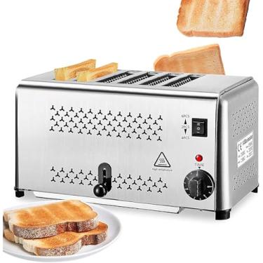 Imagem de Torradeira Comercial De 6 Fatias, Torradeira De Aço Inoxidável Escovado De 3240 W Torradeira De Slots Extra Largos Bandeja De Migalhas Removível Para Vários Tipos De Pão, Stainless Steel, 3240W