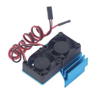 Imagem de Fã de Resfriamento Conjunto para Barra 4x4 Vxl 1/10 RC CAR Com Dissipador de Calor de Liga de Alumínio, Ventilador de Radiador do Motor de Alta Velocidade para, Rustler, (Azul)
