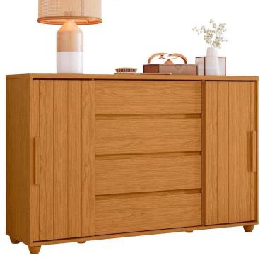 Imagem de Cômoda Evidenza 2 Portas E 4 Gavetas Cinamomo - Móveis Albatroz Cinamomo