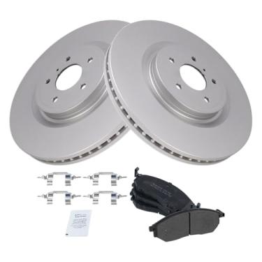 Imagem de TRQ Kit de pastilha de freio e rotor semimetálico compatível com 2011-2013 INFINITI M37 2015-2019 Q70L Nissan 370Z