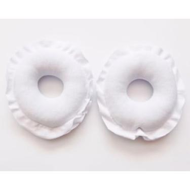 Imagem de Kit com 4 Protetor para Seios em Algodão, 11 x 11 cm, Almofada de Amamentação com Forro de Fibra Siliconada, Branco