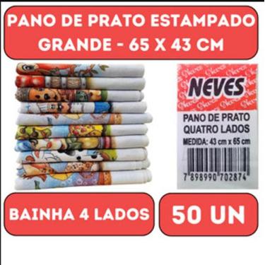 Imagem de Pano De Prato Bainha Quatro Lados Estampado Grande - 43 X 65 Cm- Kit C