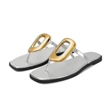 Imagem de Wnshonzy Chinelo feminino sem cadarço, preto, sem cadarço, couro, praia, confortável, bico quadrado aberto, chinelo, feminino, elegante, metal, ferragens, decoração, sapatos de verão, moda casual