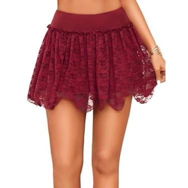 Imagem de Avidlove Minissaia feminina sexy rodada de renda em camadas, saias curtas assimétricas
