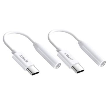 Imagem de AVMAX Adaptador de fone de ouvido USB C para áudio de 3,5 mm HiFi pacote com 2, cabo tipo c para auxiliar fêmea para 16 15 Plus, S24 S23 S22 S21 S20 e mais dispositivos tipo C (branco clássico 2)