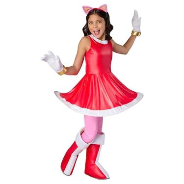 Imagem de Rubies Sonic The Hedgehog: Fantasia infantil de luxo da Amy Rose para crianças, grande para meninas, Rosa, vermelho, branco, G