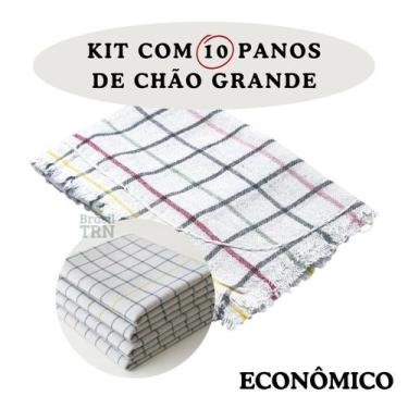 Imagem de Kit Pano de Chão Quadriculado Até 10 Panos 65x43cm Grande Duplo Alveja