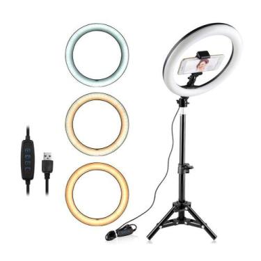 Imagem de Iluminador Led Ring Light - Kit Completo C/ 26 cm + Tripé - MBTECH