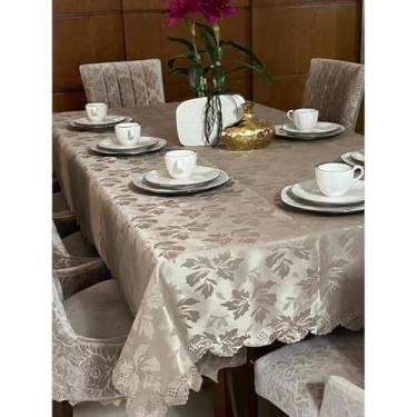Imagem de Toalha de Mesa Retangular Decoração 4, 6, 8 Lugares - Estampada Bonita Jacquard para 10, 12, 14 Lugares(AVELA,1,40 METROS)