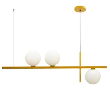 Imagem de Pendente Lustre Jabuticaba Para Sala 3 Globos 12Cm Dourado