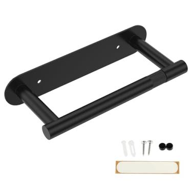 Imagem de Suporte de toalha de papel, suporte de papel higiênico montado na parede, gancho giratório de rolo de papel duplo, suporte de rolo de cozinha com adesivo/parafuso, organizador de cabide giratório de