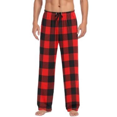 Imagem de Calças de pijama Ollabaky Christmas Buffalo Plaid para homens