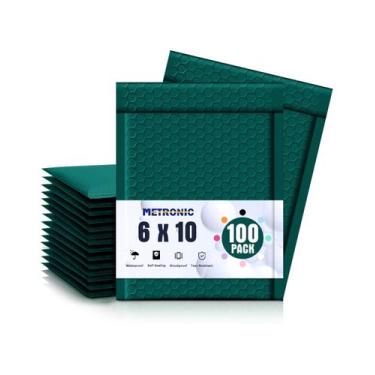 Imagem de Envelope METRONIC Bubble Mailers 15x23 cm, pacote com 100 unidades, ve