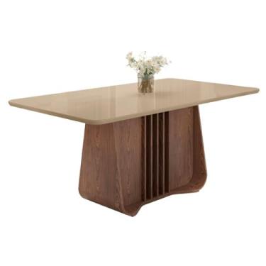 Imagem de Mesa de Jantar Harpa 6 Lugares com Tampo de Vidro Carvalho/fendi