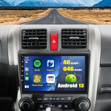 Imagem de EUBUY Rádio veicular 4G + 64G para H-onda CR-V 2007-2011, tela sensível ao toque de 23 polegadas, A-ndroid, rádio estéreo duplo Din com microfone de câmera de backup sem fio Carplay WiFi GPS