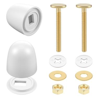 Imagem de 2 parafusos de vaso sanitário Psc para kits de piso e tampas, parafusos de assento de vaso sanitário, porcas, arruelas, tampas de parafuso sanitárias tampas decorativas para instalação, substituição