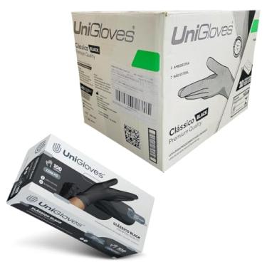 Imagem de Luva Preta Unigloves Latex Com Pó Tamanho M Black Kit 10 Caixas 1000 unidades