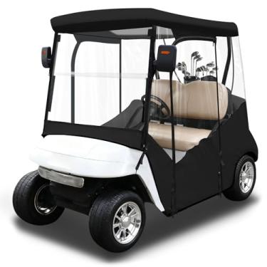 Imagem de iLSKW Gabinete para dirigir para carrinho de golfe para 2 passageiros apenas para carrinho EZGO TXT e RXV com design de zíper de porta de enrolar, 4 lados, janelas transparentes 600D, capa de chuva