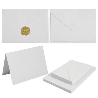 Imagem de Envelopes Toperd A6 brancos, pacote com 50 cartões, 4x6, adesivos dour