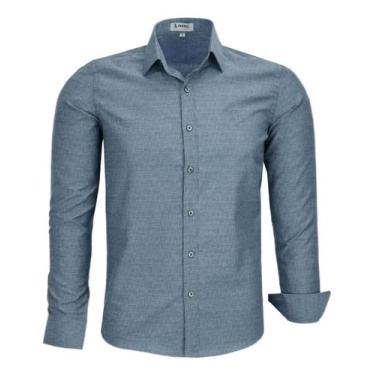 Imagem de Camisa Social Amil Masculina Slim Manga Longa Sem Bolso 1863, Azul, 2