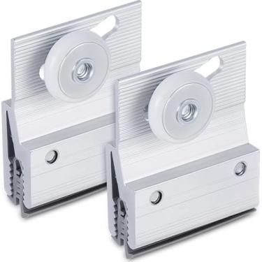 Imagem de Yaocom 2 peças M 6145 sem moldura, montagem de rolo de rolo de porta de chuveiro sem moldura, peça de substituição para porta de chuveiro, de plástico redondo, rolamento de esferas, alumínio extrudado