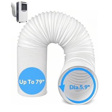 Imagem de Mangueira de ar condicionado portátil rosca anti-horário, mangueira de exaustão CA 200 cm comprimento 5,9 polegadas de diâmetro, kit de mangueira de tubo CA universal peças acessórios tubo de