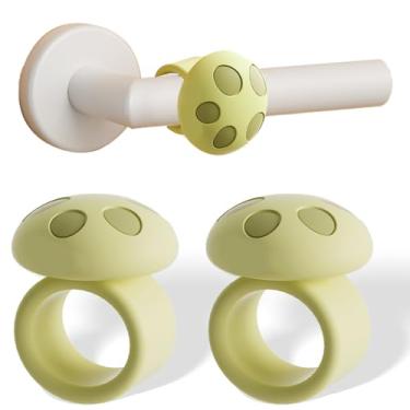 Imagem de Pacote com 2 protetores de maçanetas de porta de cogumelo – Capas de para-choque de parede de silicone, redutores de ruído e batentes de porta decorativos, fácil de instalar (verde)