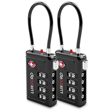 Imagem de LUXOORO Cadeado de bagagem aprovado pela TSA com indicador de alerta, combinação redefinível de 4 dígitos, trava de viagem de liga de zinco durável para mala, mochila, caixa de ferramentas, armário