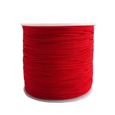 Imagem de Xzhcy Cordão de nylon trançado de 1 mm 140 jardas para artesanato faça você mesmo, pulseiras da amizade, pingente chinês Lucky Knotting Macramê, fabricação de joias (vermelho)