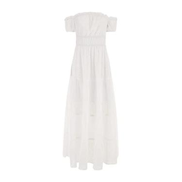 Imagem de GUESS Vestido longo feminino Zena, Branco puro, PP