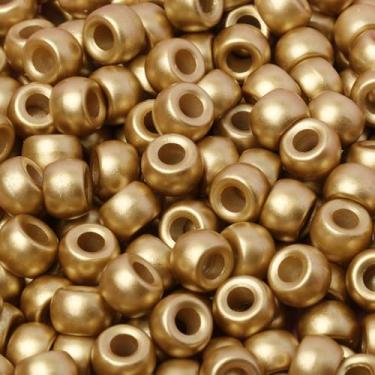 Imagem de NITOPUPU 1200 contas de pônei de 6 x 9 mm para fabricação de joias, contas de cabelo Kandi douradas para kit de fabricação de pulseiras, tranças, artesanato DIY