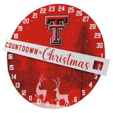 Imagem de Pegasus Sports NCAA Decoração de parede de contagem regressiva para o Natal - 31 cm, cores do time (Texas Tech)