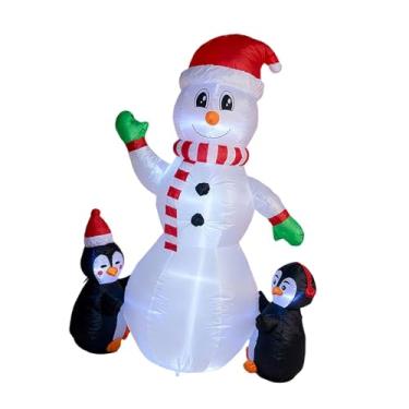 Imagem de Esquirla Boneco de Neve Inflável com Pinguins, Enfeite de Natal Iluminado para Jardim e Quintal.